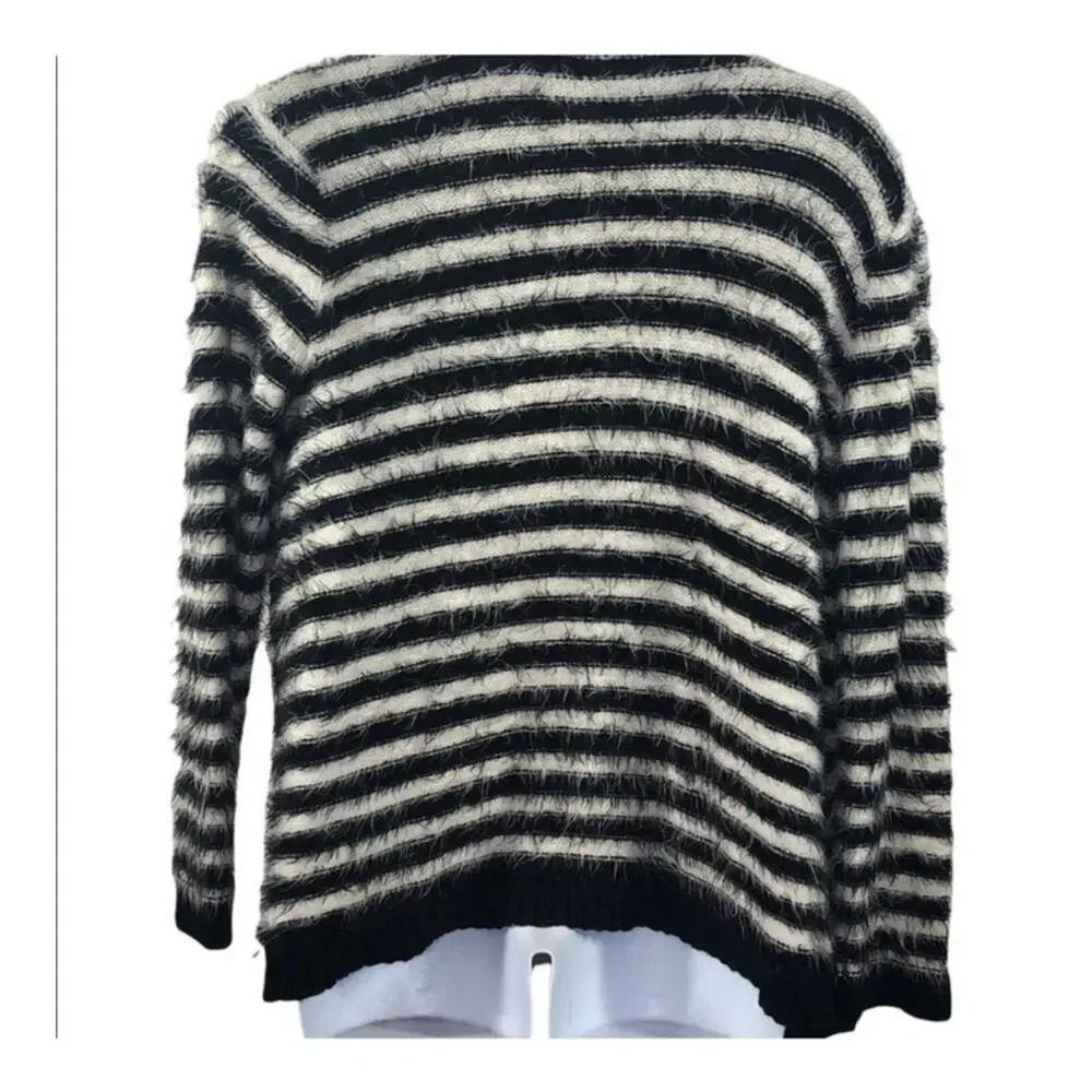Anthropologie Pleione Eyelash Striped Cardigan NWT Large Open Front